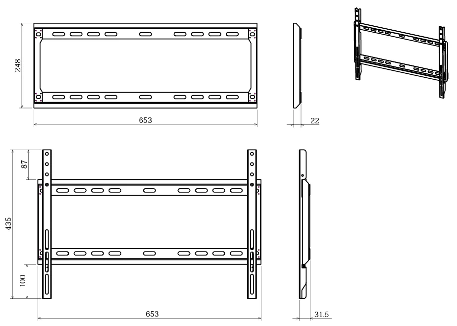 外形寸法図 壁取付金具